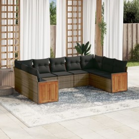 Set de muebles de jardín 9 pzas y cojines ratán sintético gris de , Conjuntos de jardín - Ref: Foro24-3260359, Precio: 594,99...