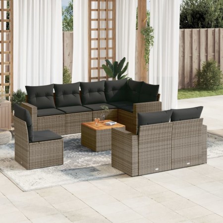 Set de muebles de jardín 9 pzas y cojines ratán sintético gris de , Conjuntos de jardín - Ref: Foro24-3224219, Precio: 623,34...