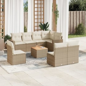 9-teiliges Gartensofa-Set mit beigen synthetischen Rattankissen von , Gartensets - Ref: Foro24-3224161, Preis: 686,99 €, Raba...