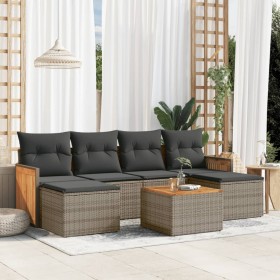 7-piece garden sofa set with gray PE rattan cushions by , Garden sets - Ref: Foro24-3260310, Price: 427,99 €, Discount: %