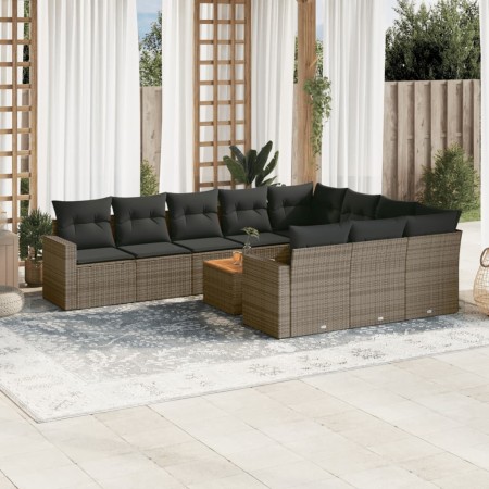 Set de sofás de jardín 11 pzas y cojines ratán sintético gris de , Sofás modulares de exterior - Ref: Foro24-3224303, Precio:...