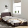 Estructura de cama con cabecero de tela marrón oscuro 90x200 cm de , Camas y somieres - Ref: Foro24-373108, Precio: 107,99 €,...