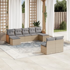 9-teiliges Gartensofa-Set mit beigen synthetischen Rattankissen von , Gartensets - Ref: Foro24-3260456, Preis: 580,44 €, Raba...