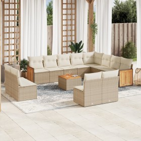 Set sofás de jardín con cojines 13 pzas ratán sintético beige de , Conjuntos de jardín - Ref: Foro24-3260560, Precio: 953,26 ...