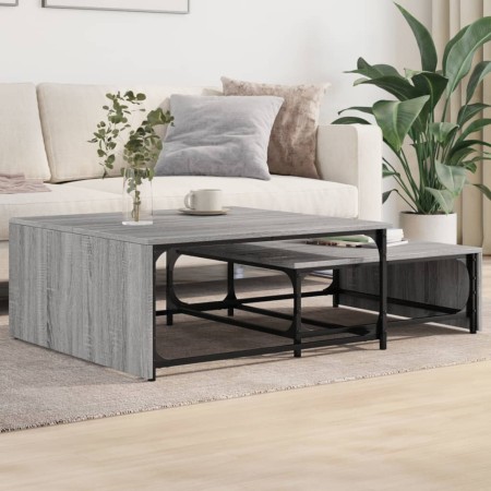 Stapelbare Couchtische 2 Stück aus Holz und grauem Metall Sonoma von , Couchtisch - Ref: Foro24-845334, Preis: 83,55 €, Rabat...