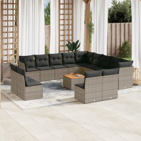 14-piece garden sofa set with gray synthetic rattan cushions by , Garden sets - Ref: Foro24-3223939, Price: 867,11 €, Discoun...