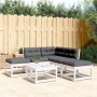 5-teiliges Gartensofa-Set mit Kissen aus massivem weißem Kiefernholz von , Gartensets - Ref: Foro24-3216966, Preis: 479,32 €,...