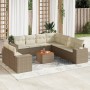 Gartensofa-Set mit beigen Kissen, 10-teilig, synthetisches Rattan von , Gartensets - Ref: Foro24-3225512, Preis: 878,19 €, Ra...