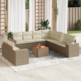 Gartensofa-Set mit beigen Kissen, 10-teilig, synthetisches Rattan von , Gartensets - Ref: Foro24-3225512, Preis: 873,62 €, Ra...