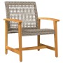 3-teiliges Bistro-Set aus grauem PE-Rattan und Akazienholz von , Modulare Sofas für den Außenbereich - Ref: Foro24-367602, Pr...