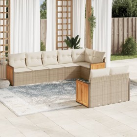 Garden sofa set with beige cushions, 8 pieces, PE rattan. by , Garden sets - Ref: Foro24-3260231, Price: 658,93 €, Discount: %