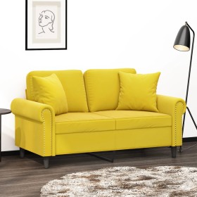 2-Sitzer-Sofa mit gelben Samtkissen 120 cm von , Sofas - Ref: Foro24-3200941, Preis: 260,36 €, Rabatt: %