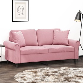 Sofá de 2 plazas con cojines terciopelo rosa 140 cm de , Sofás - Ref: Foro24-3200948, Precio: 250,99 €, Descuento: %