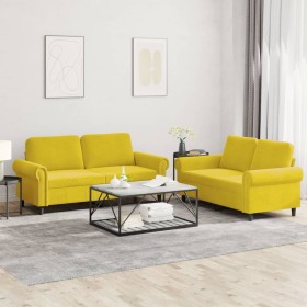 Yellow velvet 2-piece sofa set with cushions by , Sofas - Ref: Foro24-3202216, Price: 502,25 €, Discount: %