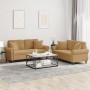 Zweiteilige Sofagarnitur aus braunem Samt mit Kissen von , Sofas - Ref: Foro24-3202237, Preis: 484,51 €, Rabatt: %