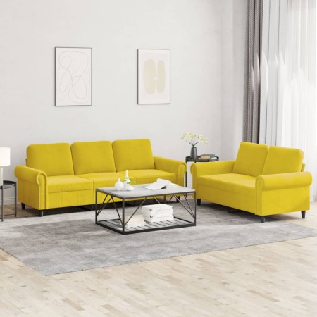 Juego de sofás con cojines 2 piezas terciopelo amarillo de , Sofás - Ref: Foro24-3202256, Precio: 542,02 €, Descuento: %