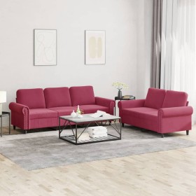 Sofa set with cushions 2 pieces red velvet by , Sofas - Ref: Foro24-3202254, Price: 523,37 €, Discount: %