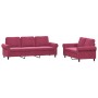 Sofa set with cushions 2 pieces red velvet by , Sofas - Ref: Foro24-3202254, Price: 527,04 €, Discount: %