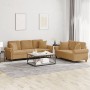 Zweiteilige Sofagarnitur aus braunem Samt mit Kissen von , Sofas - Ref: Foro24-3202277, Preis: 544,83 €, Rabatt: %