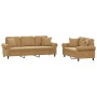 Brown velvet 2-piece sofa set with cushions by , Sofas - Ref: Foro24-3202277, Price: 544,83 €, Discount: %