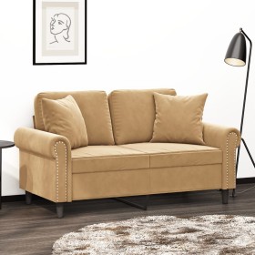 2-seater sofa with brown velvet cushions 120 cm by , Sofas - Ref: Foro24-3200942, Price: 238,99 €, Discount: %