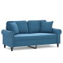 Sofá de 2 plazas con cojines terciopelo azul 140 cm de , Sofás - Ref: Foro24-3200954, Precio: 251,73 €, Descuento: %