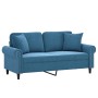 Sofá de 2 plazas con cojines terciopelo azul 140 cm de , Sofás - Ref: Foro24-3200954, Precio: 251,73 €, Descuento: %