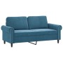 Sofá de 2 plazas con cojines terciopelo azul 140 cm de , Sofás - Ref: Foro24-3200954, Precio: 251,73 €, Descuento: %