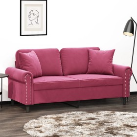 2-Sitzer-Sofa mit roten Samtkissen 140 cm von , Sofas - Ref: Foro24-3200949, Preis: 272,42 €, Rabatt: %