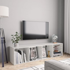 Estantería/mueble de TV blanco brillo 143x30x36 cm de vidaXL, Estantes y estanterías - Ref: Foro24-800267, Precio: 61,64 €, D...