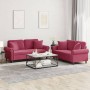 Sofa set with cushions 2 pieces red velvet by , Sofas - Ref: Foro24-3202234, Price: 509,07 €, Discount: %