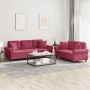 Sofa set with cushions 2 pieces red velvet by , Sofas - Ref: Foro24-3202274, Price: 553,12 €, Discount: %