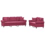 Sofa set with cushions 2 pieces red velvet by , Sofas - Ref: Foro24-3202274, Price: 553,12 €, Discount: %