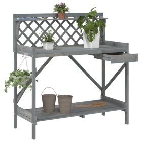 Solid gray fir wood planter stand with lattice. by , Pot stands - Ref: Foro24-368430, Price: 77,99 €, Discount: %