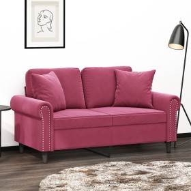 2-Sitzer-Sofa mit roten Samtkissen 120 cm von , Sofas - Ref: Foro24-3200939, Preis: 254,99 €, Rabatt: %