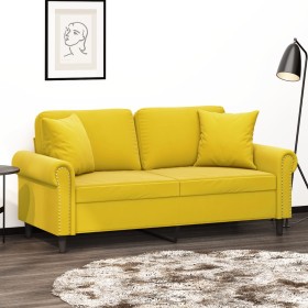 2-Sitzer-Sofa mit gelben Samtkissen 140 cm von , Sofas - Ref: Foro24-3200951, Preis: 272,70 €, Rabatt: %