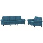 2-teilige Sofagarnitur aus blauem Samt mit Kissen von , Sofas - Ref: Foro24-3202259, Preis: 525,15 €, Rabatt: %