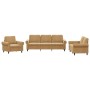 Brown velvet 3-piece sofa set with cushions by , Sofas - Ref: Foro24-3202177, Price: 680,99 €, Discount: %