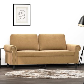 Brown velvet 2-seater sofa 140 cm by , Sofas - Ref: Foro24-359536, Price: 237,38 €, Discount: %