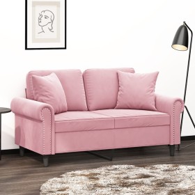 Sofá de 2 plazas con cojines terciopelo rosa 120 cm de , Sofás - Ref: Foro24-3200938, Precio: 260,36 €, Descuento: %