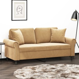 2-Sitzer-Sofa mit braunen Samtkissen 140 cm von , Sofas - Ref: Foro24-3200952, Preis: 251,73 €, Rabatt: %