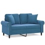 Sofá de 2 plazas con cojines terciopelo azul 120 cm de , Sofás - Ref: Foro24-3200944, Precio: 259,09 €, Descuento: %