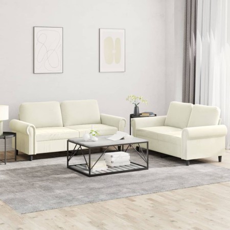 Set von Sofas mit 2 Stück cremefarbenen Samtkissen von , Sofas - Ref: Foro24-3202218, Preis: 460,99 €, Rabatt: %