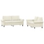 Set of 2-piece cream velvet sofas with cushions by , Sofas - Ref: Foro24-3202218, Price: 460,44 €, Discount: %