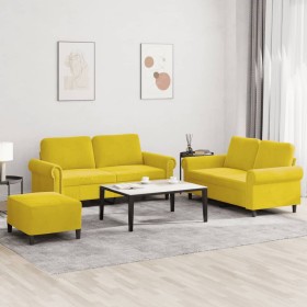 Juego de sofás con cojines 3 piezas terciopelo amarillo de , Sofás - Ref: Foro24-3202226, Precio: 518,99 €, Descuento: %