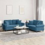 Set von Sofas mit 2 Stück blauen Samtkissen von , Sofas - Ref: Foro24-3202239, Preis: 489,71 €, Rabatt: %