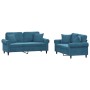 Set von Sofas mit 2 Stück blauen Samtkissen von , Sofas - Ref: Foro24-3202239, Preis: 489,71 €, Rabatt: %