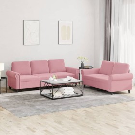 Pink velvet 2-piece sofa set with cushions by , Sofas - Ref: Foro24-3202253, Price: 525,99 €, Discount: %