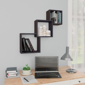 Glossy black plywood cube wall shelf 68x15x68 cm by vidaXL, Shelves and shelves - Ref: Foro24-800278, Price: 25,83 €, Discoun...