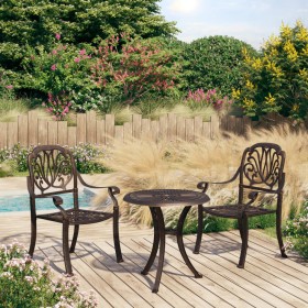 Bistro table and chairs 3 pieces cast aluminum bronze color by , Garden sets - Ref: Foro24-3070565, Price: 354,99 €, Discount: %